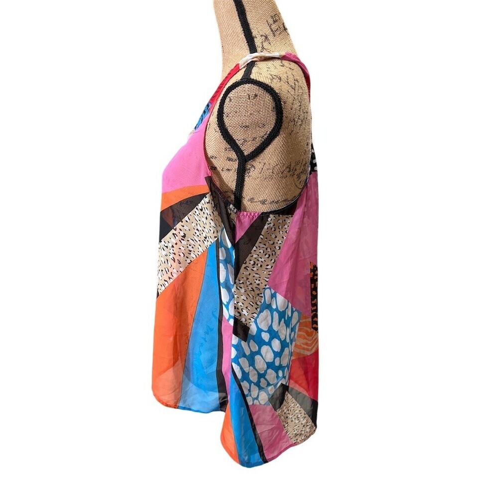 Ecko Red Womens Tank Top Size L Sheer Multicolor Abstract Print Sleeveless - Picture 4 of 10